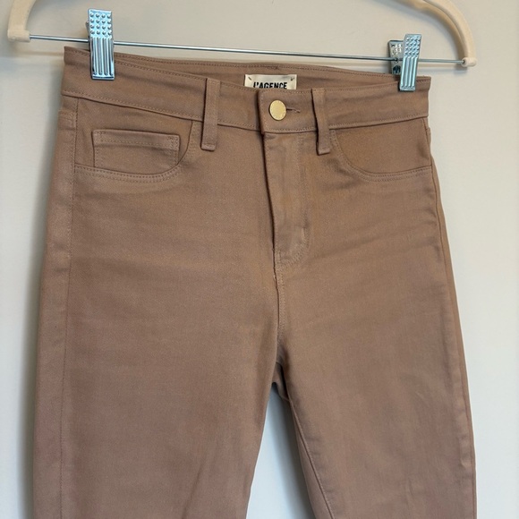 L’Agence Margot Skinny High Rise Coated Denim Jeans Cappuccino Brown Size 26 - Picture 3 of 10